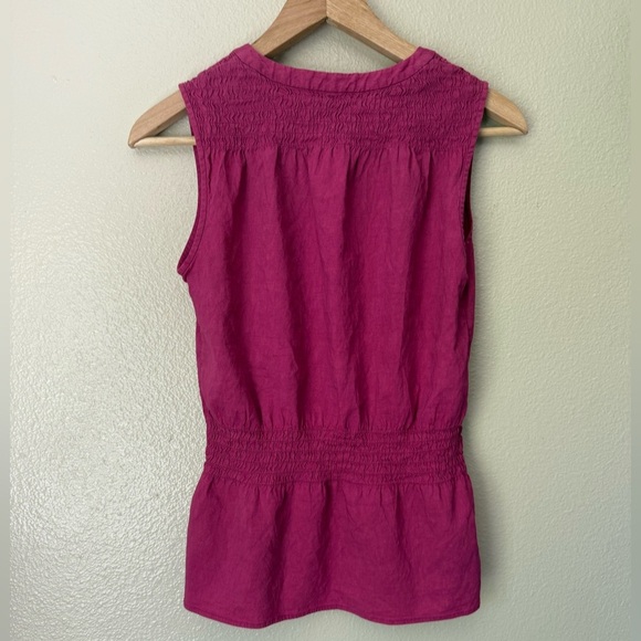 THEORY Jemda Crunch Linen Blend Sleeveless V-Neck Top - Picture 5 of 5